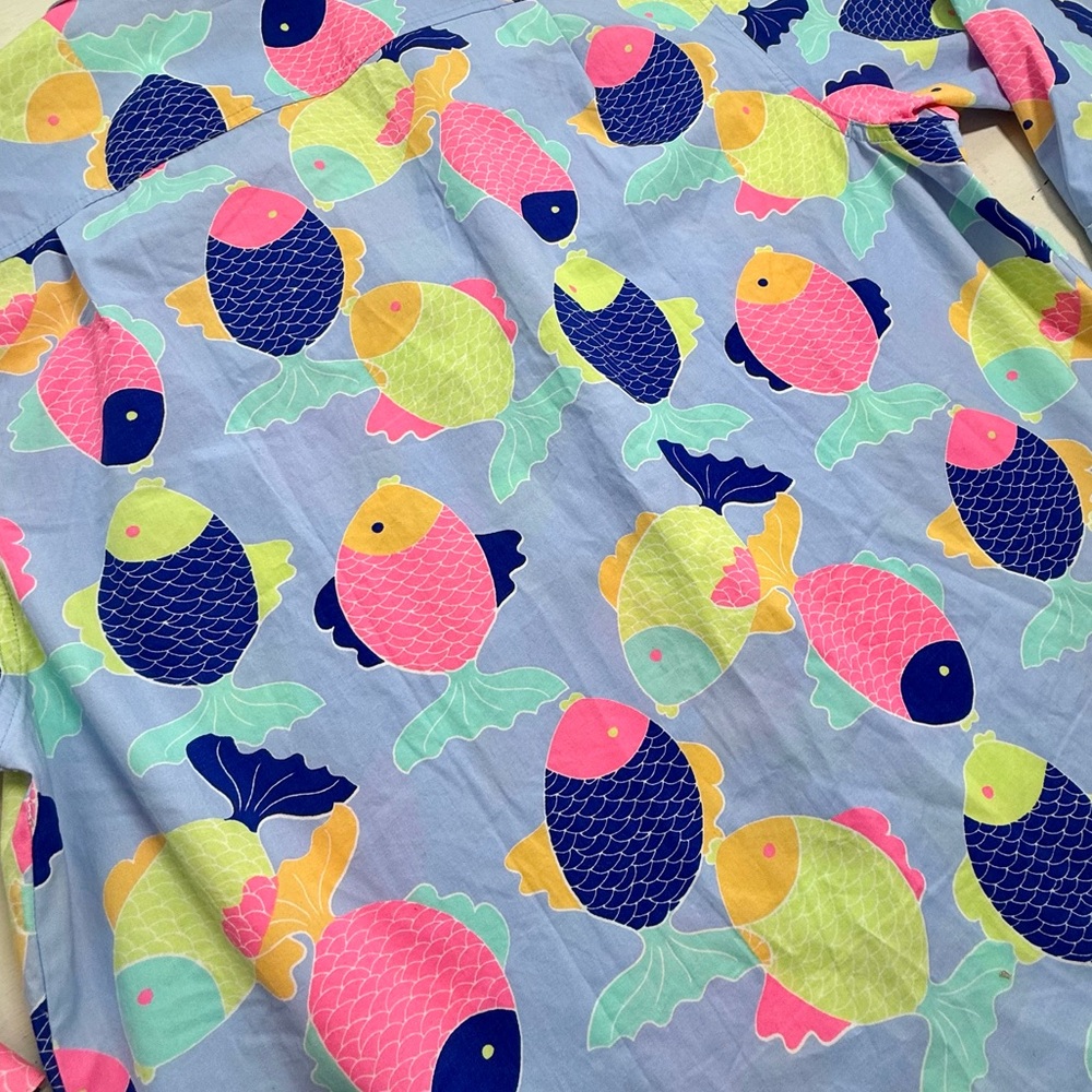 Vintage ICanTOO Casual Wear Long Sleeve Button Up 80’s Unisex Fish Shirt Size L - Picture 3 of 12